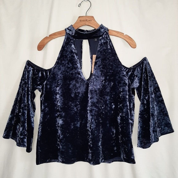 American Eagle Outfitters Velvet Cold Shoulder Sm - Picture 1 of 7